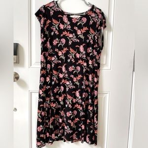 Loft Black/Red/Pink Multi Dress Large